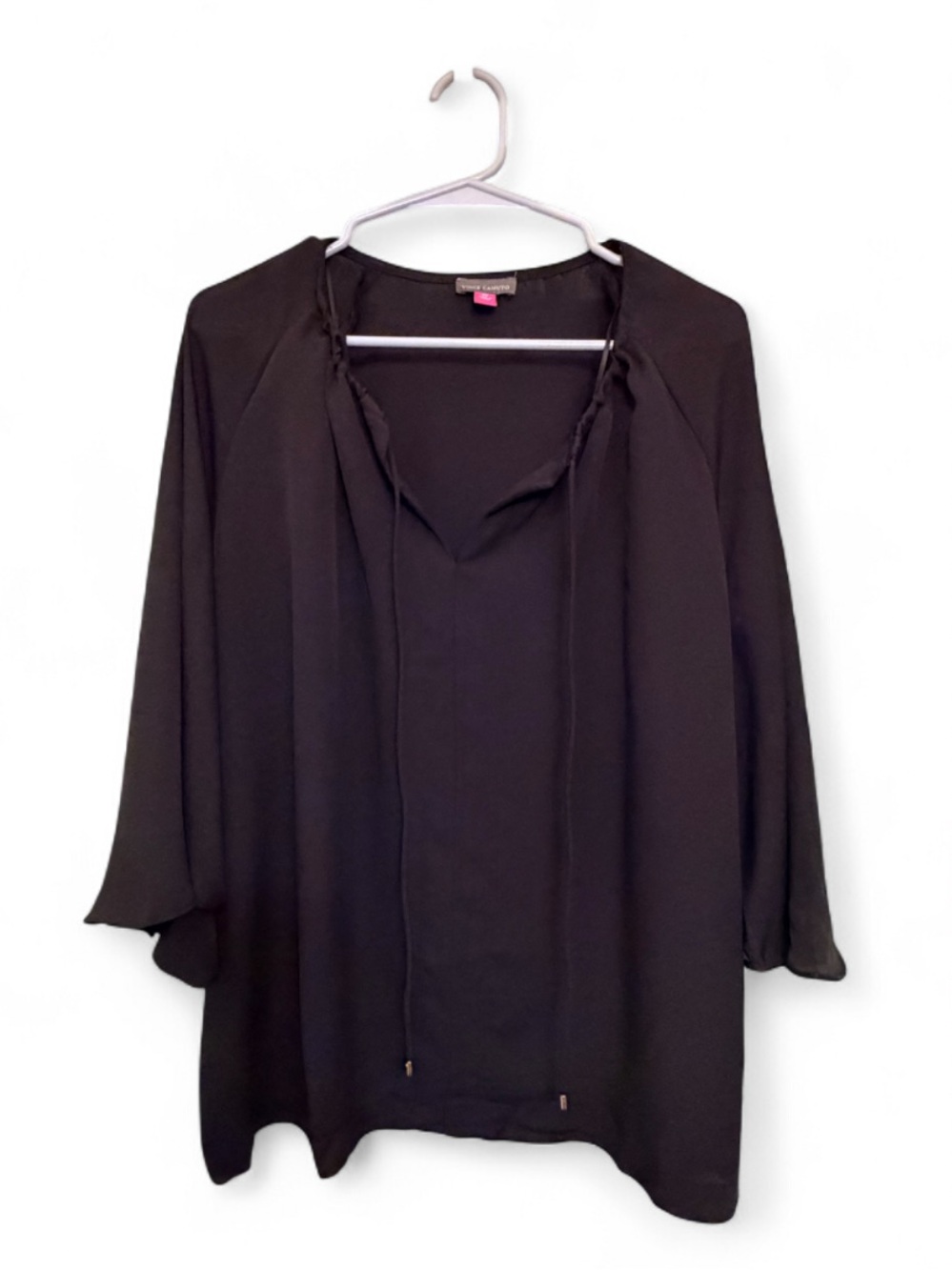 Vince Camuto Black Tie-Neck Flowing Women's Tunic